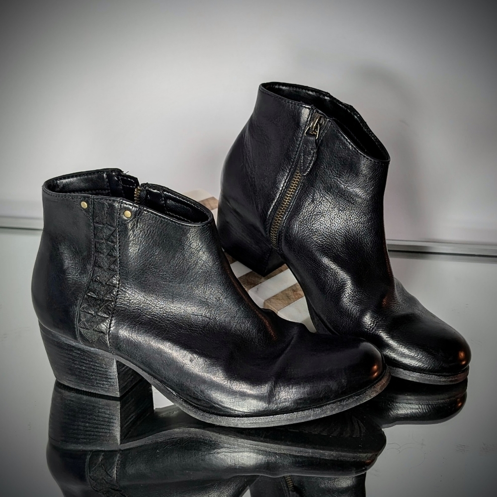 Clarks Black Leather Ankle Boots